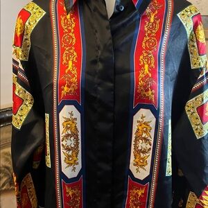 Womens Vintage Fred David Black and Red Medusa Blouse